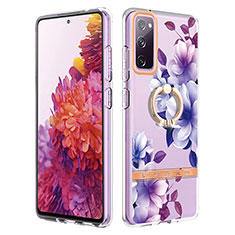 Handyhülle Silikon Hülle Gummi Schutzhülle Flexible Modisch Muster mit Fingerring Ständer Y06B für Samsung Galaxy S20 Lite 5G Violett