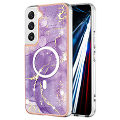 Handyhülle Silikon Hülle Gummi Schutzhülle Flexible Modisch Muster mit Mag-Safe Magnetic Magnetisch für Samsung Galaxy S22 5G Violett