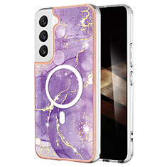 Handyhülle Silikon Hülle Gummi Schutzhülle Flexible Modisch Muster mit Mag-Safe Magnetic Magnetisch für Samsung Galaxy S24 Plus 5G Violett