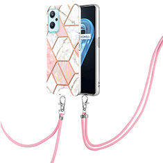 Handyhülle Silikon Hülle Gummi Schutzhülle Flexible Modisch Muster mit Schlüsselband Lanyard Y01B für Oppo K10 4G Rosa