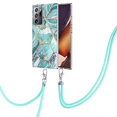 Handyhülle Silikon Hülle Gummi Schutzhülle Flexible Modisch Muster mit Schlüsselband Lanyard Y01B für Samsung Galaxy Note 20 Ultra 5G Minzgrün