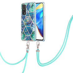 Handyhülle Silikon Hülle Gummi Schutzhülle Flexible Modisch Muster mit Schlüsselband Lanyard Y01B für Xiaomi Mi 10T 5G Nachtgrün