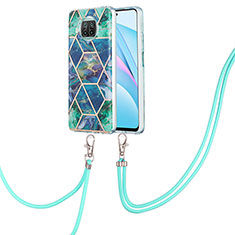 Handyhülle Silikon Hülle Gummi Schutzhülle Flexible Modisch Muster mit Schlüsselband Lanyard Y01B für Xiaomi Mi 10T Lite 5G Nachtgrün