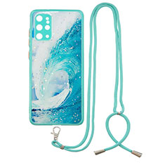 Handyhülle Silikon Hülle Gummi Schutzhülle Flexible Modisch Muster mit Schlüsselband Lanyard Y01X für Samsung Galaxy S20 Plus 5G Grün