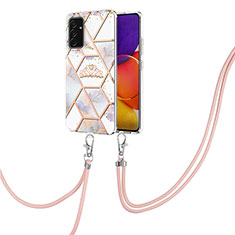 Handyhülle Silikon Hülle Gummi Schutzhülle Flexible Modisch Muster mit Schlüsselband Lanyard Y02B für Samsung Galaxy A05s Grau