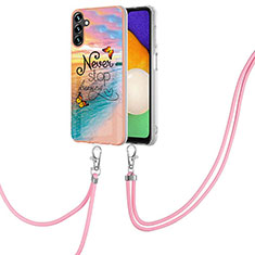 Handyhülle Silikon Hülle Gummi Schutzhülle Flexible Modisch Muster mit Schlüsselband Lanyard Y03B für Samsung Galaxy A13 5G Plusfarbig