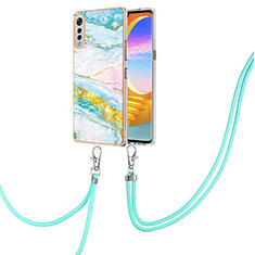 Handyhülle Silikon Hülle Gummi Schutzhülle Flexible Modisch Muster mit Schlüsselband Lanyard Y05B für LG Velvet 5G Bunt