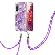 Handyhülle Silikon Hülle Gummi Schutzhülle Flexible Modisch Muster mit Schlüsselband Lanyard Y05B für Samsung Galaxy S20 Lite 5G Violett