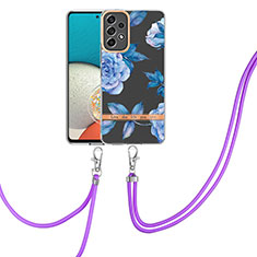 Handyhülle Silikon Hülle Gummi Schutzhülle Flexible Modisch Muster mit Schlüsselband Lanyard Y06B für Samsung Galaxy A23 5G Blau
