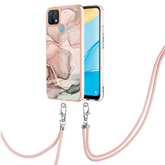 Handyhülle Silikon Hülle Gummi Schutzhülle Flexible Modisch Muster mit Schlüsselband Lanyard YB7 für Oppo A15 Plusfarbig