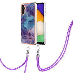 Handyhülle Silikon Hülle Gummi Schutzhülle Flexible Modisch Muster mit Schlüsselband Lanyard YB7 für Samsung Galaxy A13 5G Violett