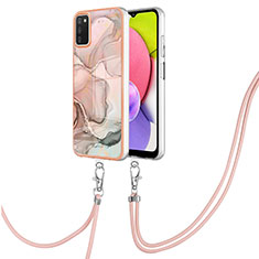 Handyhülle Silikon Hülle Gummi Schutzhülle Flexible Modisch Muster mit Schlüsselband Lanyard YB7 für Samsung Galaxy M02s Rosa