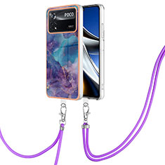 Handyhülle Silikon Hülle Gummi Schutzhülle Flexible Modisch Muster mit Schlüsselband Lanyard YB7 für Xiaomi Poco X4 Pro 5G Violett