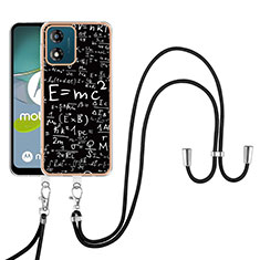 Handyhülle Silikon Hülle Gummi Schutzhülle Flexible Modisch Muster mit Schlüsselband Lanyard YB8 für Motorola Moto E13 Plusfarbig