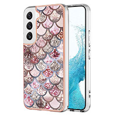 Handyhülle Silikon Hülle Gummi Schutzhülle Flexible Modisch Muster S01 für Samsung Galaxy S22 5G Braun