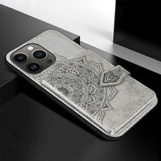Handyhülle Silikon Hülle Gummi Schutzhülle Flexible Modisch Muster S02 für Apple iPhone 13 Pro Grau