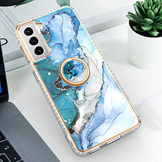 Handyhülle Silikon Hülle Gummi Schutzhülle Flexible Modisch Muster S02 für Samsung Galaxy S21 Plus 5G Blau