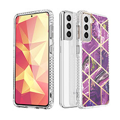 Handyhülle Silikon Hülle Gummi Schutzhülle Flexible Modisch Muster S03 für Samsung Galaxy S21 Plus 5G Violett