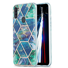Handyhülle Silikon Hülle Gummi Schutzhülle Flexible Modisch Muster Y01B für Samsung Galaxy A11 Nachtgrün