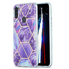 Handyhülle Silikon Hülle Gummi Schutzhülle Flexible Modisch Muster Y01B für Samsung Galaxy A11 Violett