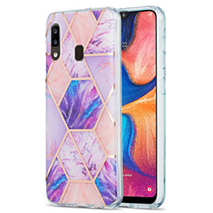 Handyhülle Silikon Hülle Gummi Schutzhülle Flexible Modisch Muster Y01B für Samsung Galaxy A30 Helles Lila