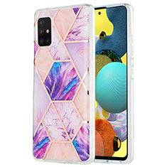 Handyhülle Silikon Hülle Gummi Schutzhülle Flexible Modisch Muster Y01B für Samsung Galaxy A51 4G Helles Lila