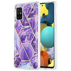 Handyhülle Silikon Hülle Gummi Schutzhülle Flexible Modisch Muster Y01B für Samsung Galaxy A51 4G Violett