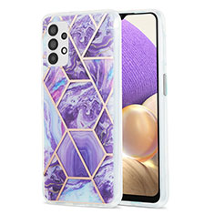 Handyhülle Silikon Hülle Gummi Schutzhülle Flexible Modisch Muster Y01B für Samsung Galaxy M32 5G Violett