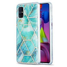 Handyhülle Silikon Hülle Gummi Schutzhülle Flexible Modisch Muster Y01B für Samsung Galaxy M51 Minzgrün