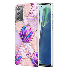Handyhülle Silikon Hülle Gummi Schutzhülle Flexible Modisch Muster Y01B für Samsung Galaxy Note 20 5G Helles Lila