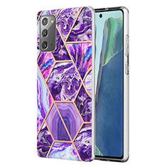 Handyhülle Silikon Hülle Gummi Schutzhülle Flexible Modisch Muster Y01B für Samsung Galaxy Note 20 5G Violett