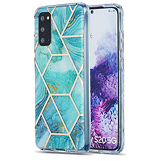 Handyhülle Silikon Hülle Gummi Schutzhülle Flexible Modisch Muster Y01B für Samsung Galaxy S20 5G Minzgrün