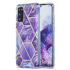 Handyhülle Silikon Hülle Gummi Schutzhülle Flexible Modisch Muster Y01B für Samsung Galaxy S20 5G Violett