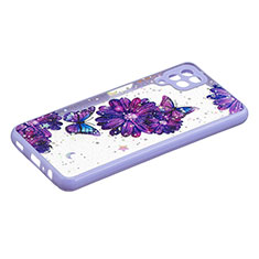 Handyhülle Silikon Hülle Gummi Schutzhülle Flexible Modisch Muster Y01X für Samsung Galaxy A12 Violett