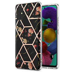 Handyhülle Silikon Hülle Gummi Schutzhülle Flexible Modisch Muster Y02B für Samsung Galaxy A51 4G Schwarz