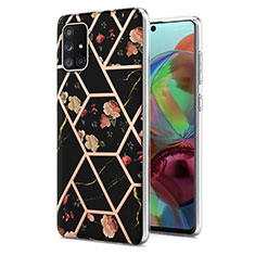 Handyhülle Silikon Hülle Gummi Schutzhülle Flexible Modisch Muster Y02B für Samsung Galaxy A71 4G A715 Schwarz