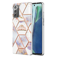 Handyhülle Silikon Hülle Gummi Schutzhülle Flexible Modisch Muster Y02B für Samsung Galaxy Note 20 5G Grau