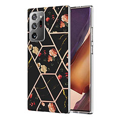 Handyhülle Silikon Hülle Gummi Schutzhülle Flexible Modisch Muster Y02B für Samsung Galaxy Note 20 Ultra 5G Schwarz