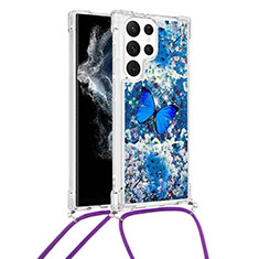 Handyhülle Silikon Hülle Gummi Schutzhülle Flexible Modisch Muster Y02B für Samsung Galaxy S21 Ultra 5G Blau