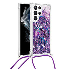 Handyhülle Silikon Hülle Gummi Schutzhülle Flexible Modisch Muster Y02B für Samsung Galaxy S21 Ultra 5G Violett