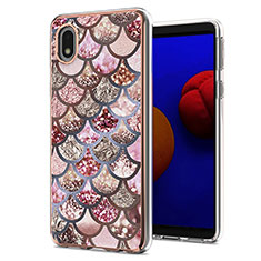Handyhülle Silikon Hülle Gummi Schutzhülle Flexible Modisch Muster Y03B für Samsung Galaxy M01 Core Braun