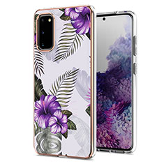 Handyhülle Silikon Hülle Gummi Schutzhülle Flexible Modisch Muster Y03B für Samsung Galaxy S20 5G Violett
