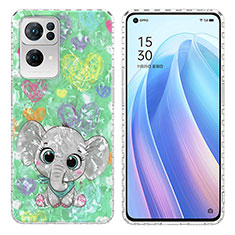 Handyhülle Silikon Hülle Gummi Schutzhülle Flexible Modisch Muster Y04B für Oppo Reno7 Pro 5G Grün