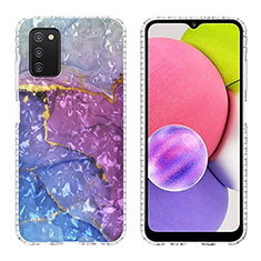 Handyhülle Silikon Hülle Gummi Schutzhülle Flexible Modisch Muster Y04B für Samsung Galaxy A02s Violett