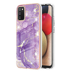 Handyhülle Silikon Hülle Gummi Schutzhülle Flexible Modisch Muster Y05B für Samsung Galaxy A02s Violett