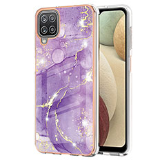 Handyhülle Silikon Hülle Gummi Schutzhülle Flexible Modisch Muster Y05B für Samsung Galaxy A12 5G Violett