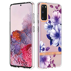 Handyhülle Silikon Hülle Gummi Schutzhülle Flexible Modisch Muster Y06B für Samsung Galaxy S20 Violett