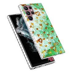 Handyhülle Silikon Hülle Gummi Schutzhülle Flexible Modisch Muster Y07B für Samsung Galaxy S22 Ultra 5G Grün