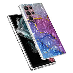 Handyhülle Silikon Hülle Gummi Schutzhülle Flexible Modisch Muster Y07B für Samsung Galaxy S22 Ultra 5G Violett