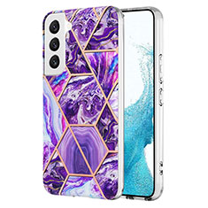 Handyhülle Silikon Hülle Gummi Schutzhülle Flexible Modisch Muster Y08B für Samsung Galaxy S23 5G Violett